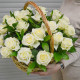 White roses in a basket