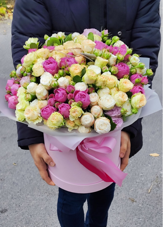 Shrub peony rose in a box