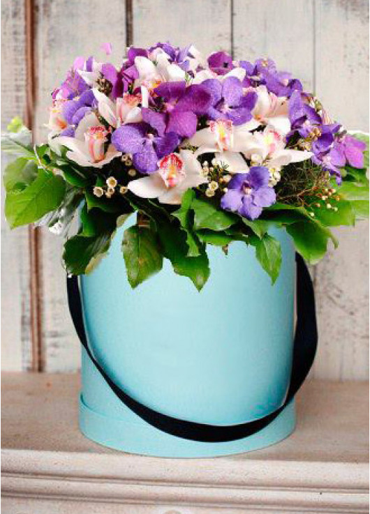 Orchids in a hat box
