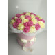 Pink and white roses in a hatbox Dnipro