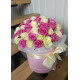 Pink and white roses in a hatbox Dnipro