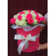 Pink and white roses in a hatbox Dnipro