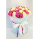 Pink and white roses in a hatbox Dnipro