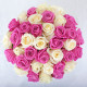 Pink and white roses in a hatbox Dnipro