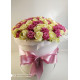 Pink and white roses in a hatbox Dnipro