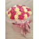 Pink and white roses in a hatbox Dnipro