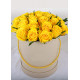 39  yellow roses in a hatbox