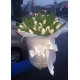 White tulips in a hat box