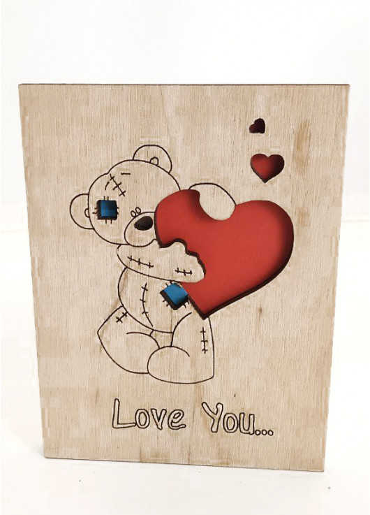 Wooden postcart "Love you" #003 art number