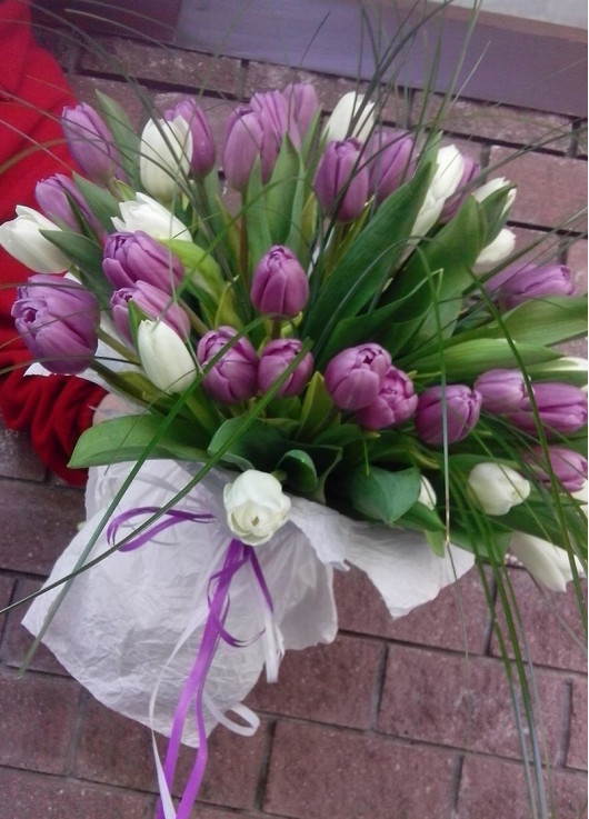 Bouquet of colorful tulips