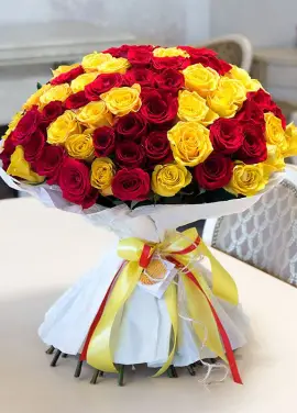 Helios 51 yellow and red roses