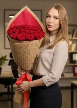 Cool bouquet of 25 red roses