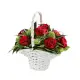 Red and white roses in a basket Red and white roses in a basket