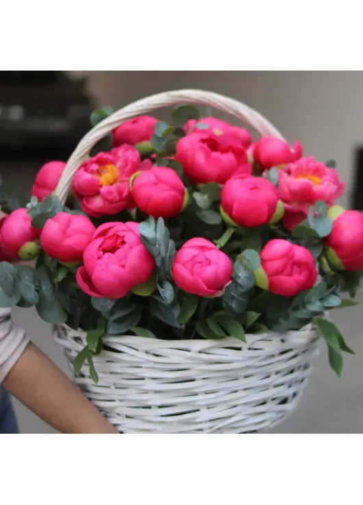 Bright basket of peonies Dnipro