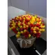 201 mixed tulips in a luxury wicker basket