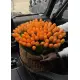 201 orange tulips in a luxury wicker basket