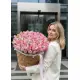 201 pink tulips in a luxury wicker basket