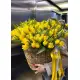 201 yellow tulips in a luxury wicker basket