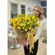 201 yellow tulips in a luxury wicker basket