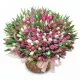 333 soft mix tulips in a premium wicker basket