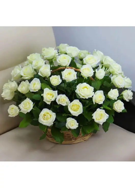 White roses in a basket