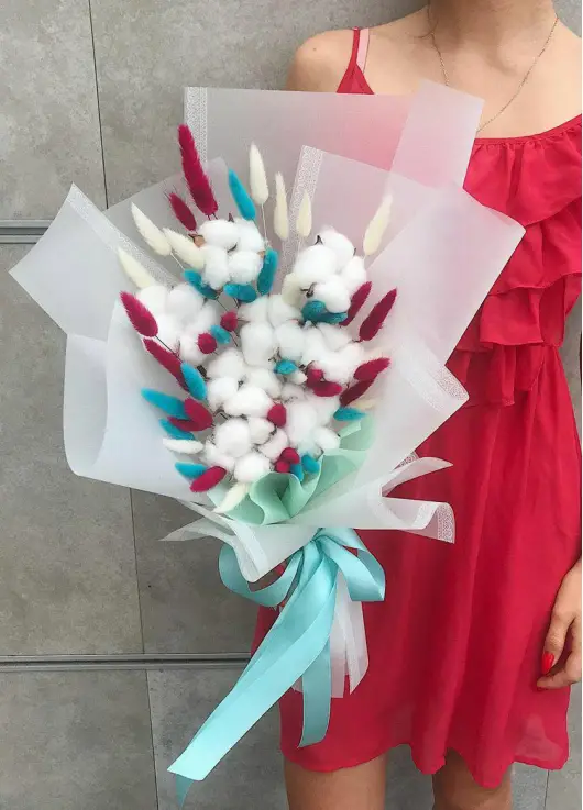 Authors bouquet of cotton 