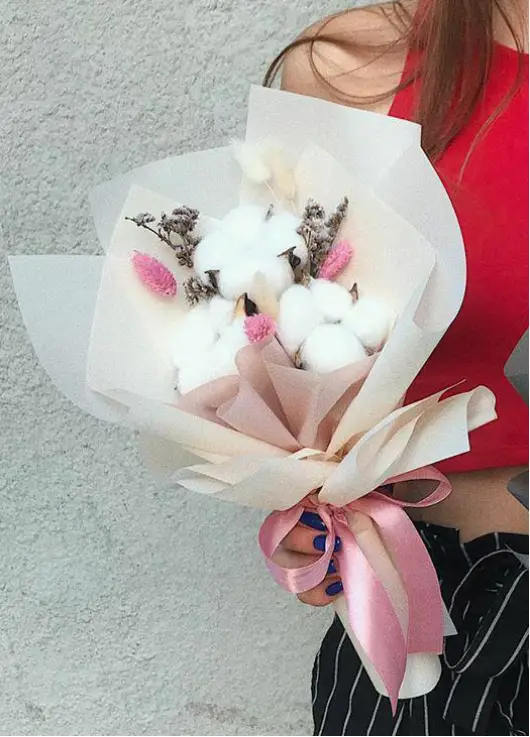 Authors bouquet of cotton 