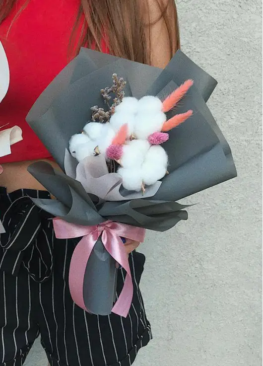 Authors bouquet of cotton 