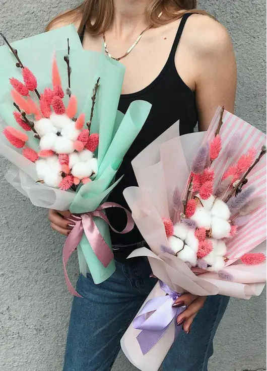 Authors bouquet of cotton 