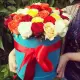 35 roses in a hatbox