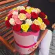 35 roses in a hatbox