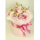 Pink eustoma in a hat box