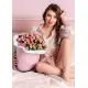 Bush roses in a hatbox