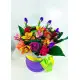 Bright Flower mix in a hat box Bright Flower mix in a hat box