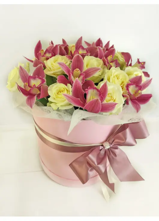 Orchids in a hat box Orchids in a hat box