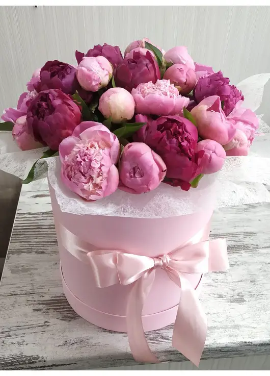 Hat box of peonies Dnipro Hat box of peonies Dnipro