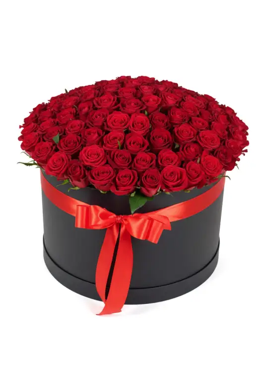 101 red roses in a box