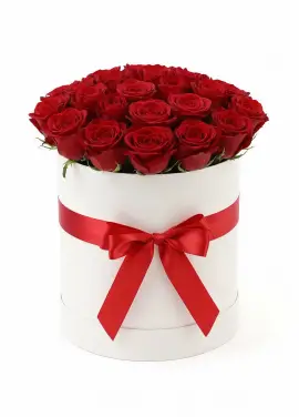 25 red roses in a box