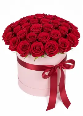 35 red roses in a box