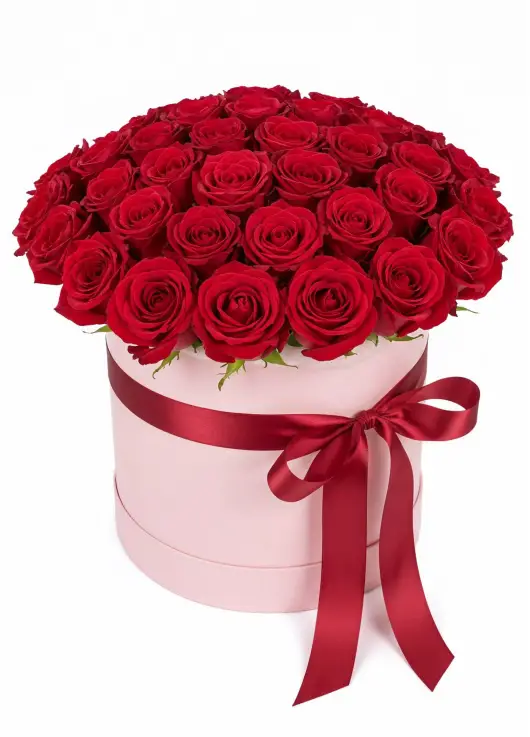 35 red roses in a box