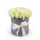 35 white roses in a box
