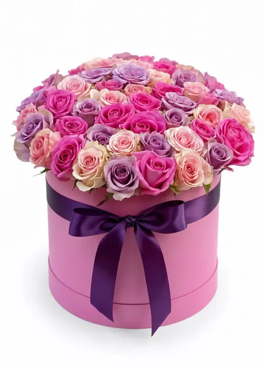 Premium box of 51 soft-tone roses