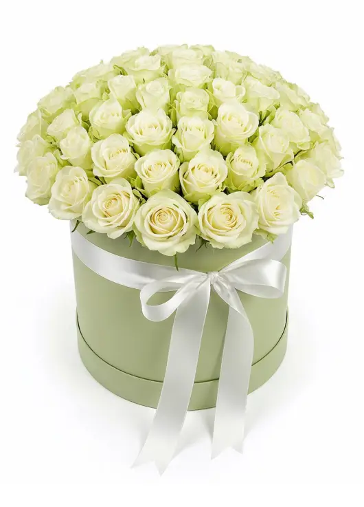 51 roses in a hatbox