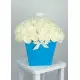 39 white roses in a bag-basket