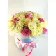 Pink and white roses in a hatbox Dnipro Pink and white roses in a hatbox Dnipro