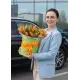 25 orange tulips in a box (imported, Netherlands)