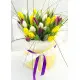 25 yellow tulips in a hat box