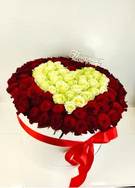 Heart of 101 roses in a box