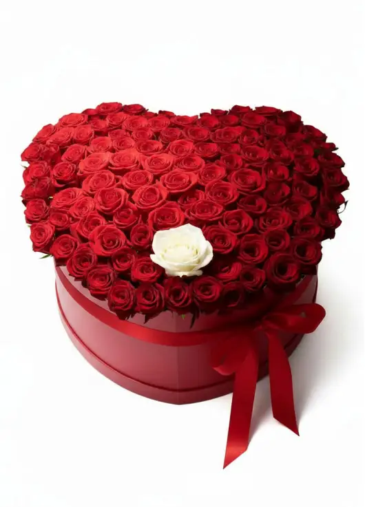 101 roses in a heart box “The One”