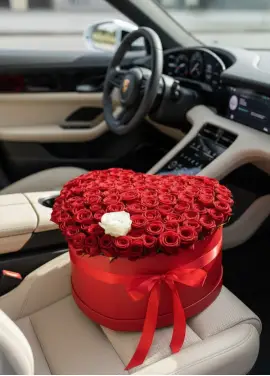 101 roses in a heart box “The One”